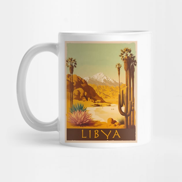 Libya Desert Vintage Travel Art Poster by OldTravelArt